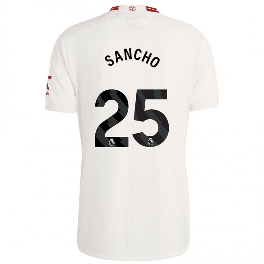 Hombre Camiseta Jadon Sancho #25 Blanco Equipación Tercera 2023/24 La Camisa Perú