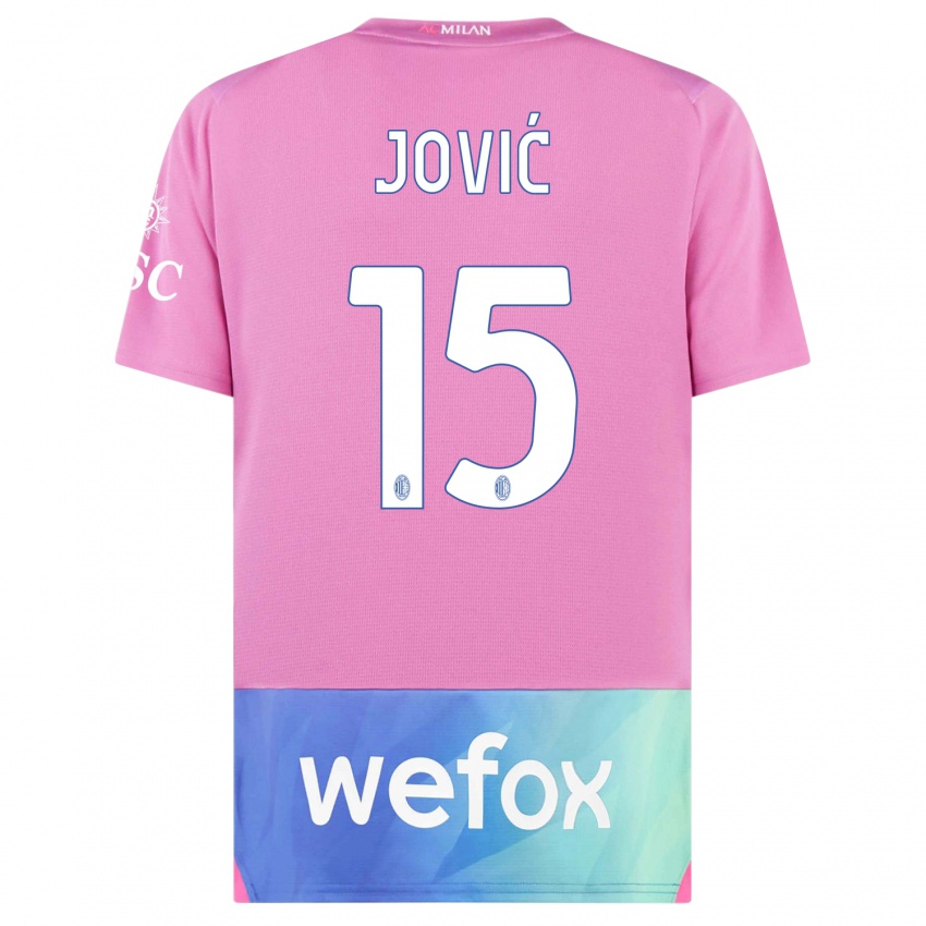 Hombre Camiseta Luka Jovic #15 Rosado Morado Equipación Tercera 2023/24 La Camisa Perú