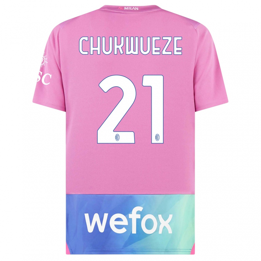 Hombre Camiseta Samuel Chukwueze #21 Rosado Morado Equipación Tercera 2023/24 La Camisa Perú