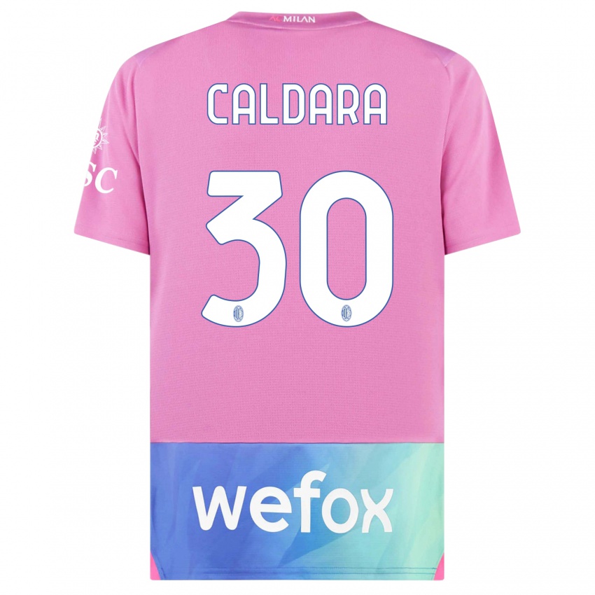 Hombre Camiseta Mattia Caldara #30 Rosado Morado Equipación Tercera 2023/24 La Camisa Perú