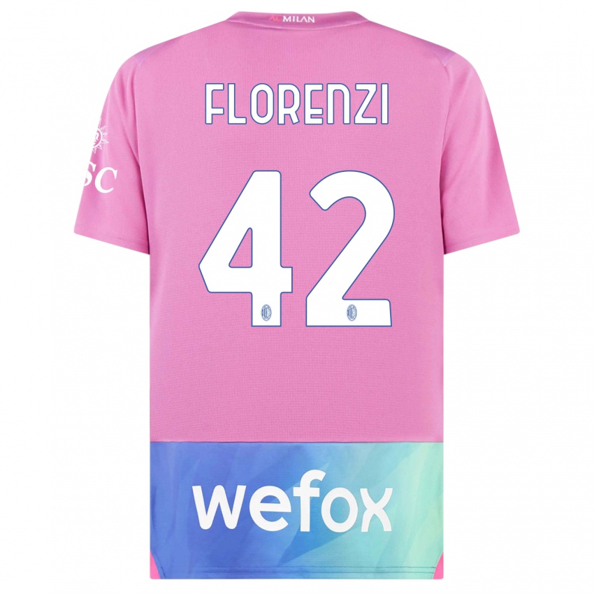 Hombre Camiseta Alessandro Florenzi #42 Rosado Morado Equipación Tercera 2023/24 La Camisa Perú