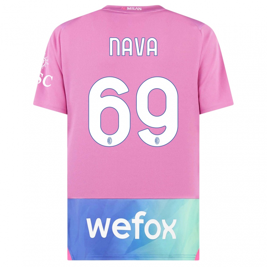 Hombre Camiseta Lapo Nava #69 Rosado Morado Equipación Tercera 2023/24 La Camisa Perú