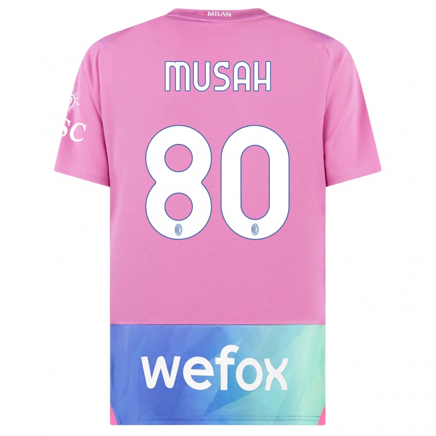 Hombre Camiseta Yunus Musah #80 Rosado Morado Equipación Tercera 2023/24 La Camisa Perú