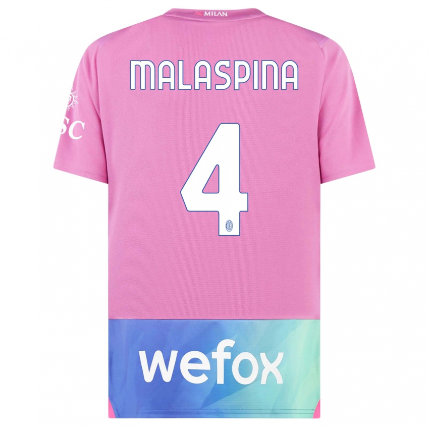 Hombre Camiseta Mattia Malaspina #4 Rosado Morado Equipación Tercera 2023/24 La Camisa Perú