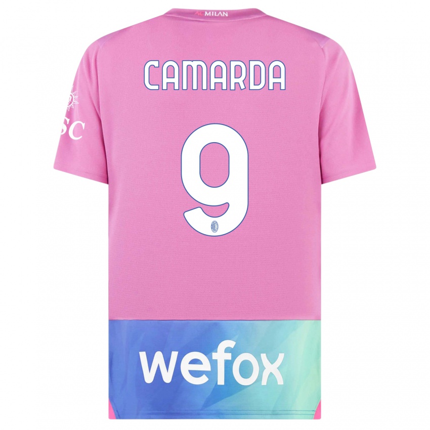 Hombre Camiseta Francesco Camarda #9 Rosado Morado Equipación Tercera 2023/24 La Camisa Perú