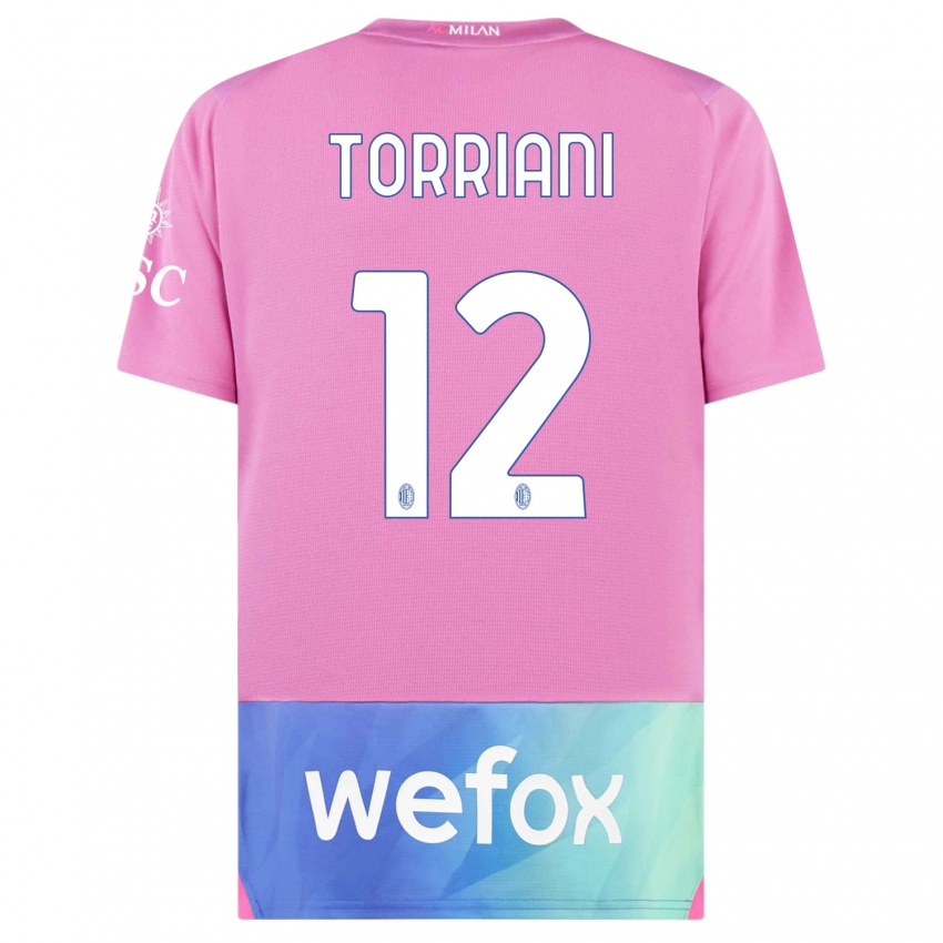 Hombre Camiseta Lorenzo Torriani #12 Rosado Morado Equipación Tercera 2023/24 La Camisa Perú