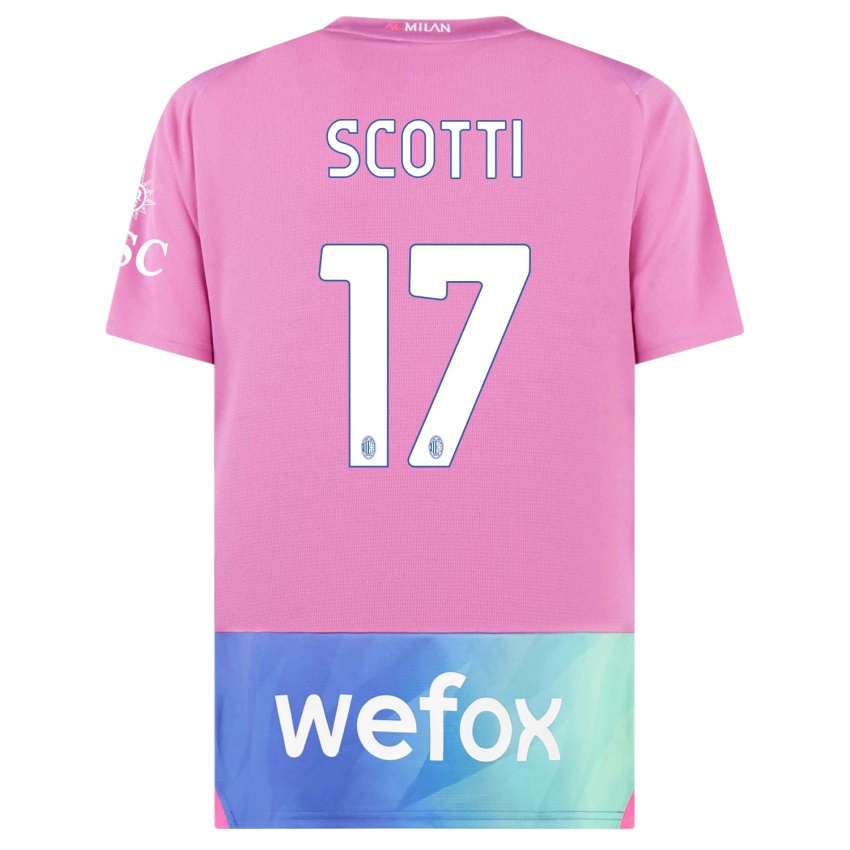 Hombre Camiseta Filippo Scotti #17 Rosado Morado Equipación Tercera 2023/24 La Camisa Perú