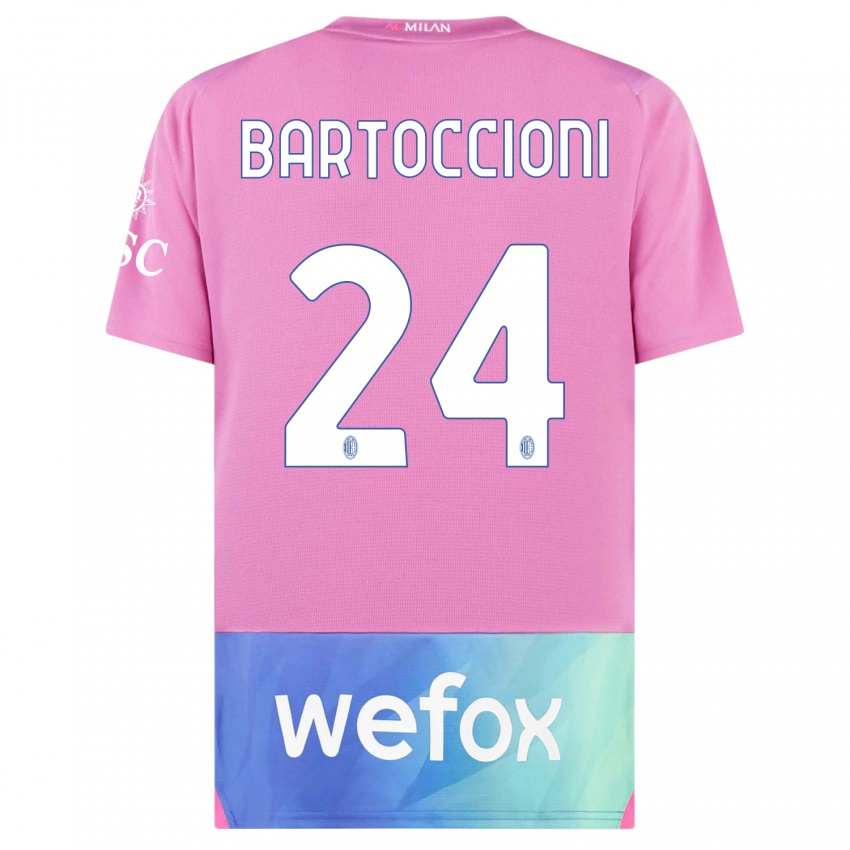 Hombre Camiseta Andrea Bartoccioni #24 Rosado Morado Equipación Tercera 2023/24 La Camisa Perú