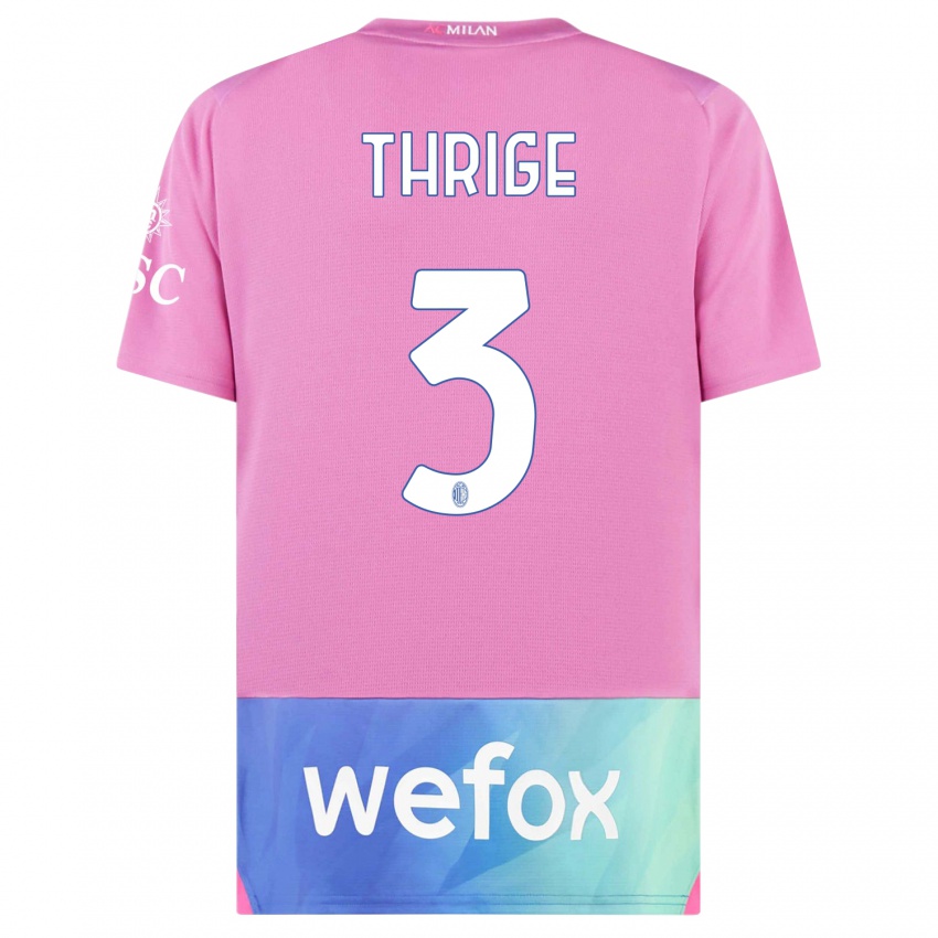 Hombre Camiseta Sara Thrige #3 Rosado Morado Equipación Tercera 2023/24 La Camisa Perú