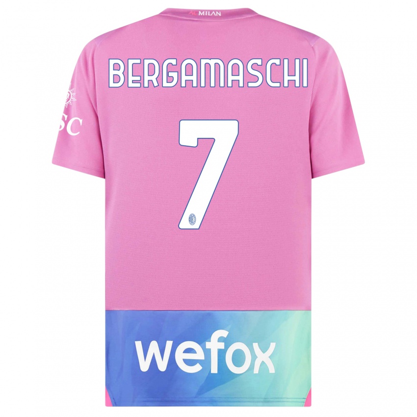 Hombre Camiseta Valentina Bergamaschi #7 Rosado Morado Equipación Tercera 2023/24 La Camisa Perú