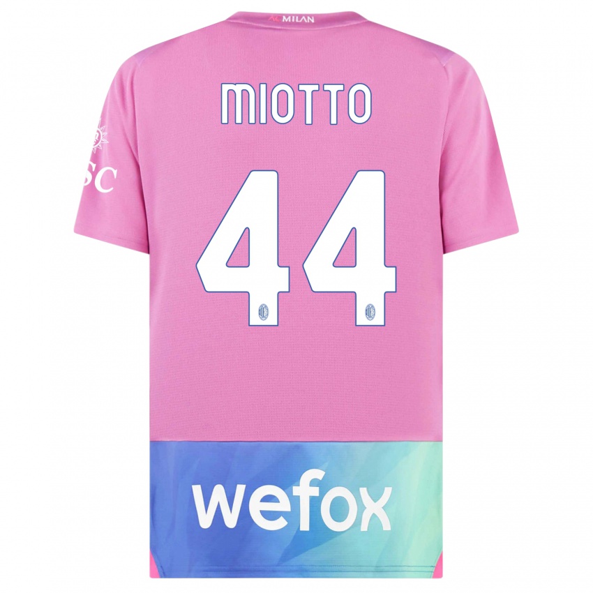 Hombre Camiseta Giorgia Miotto #44 Rosado Morado Equipación Tercera 2023/24 La Camisa Perú