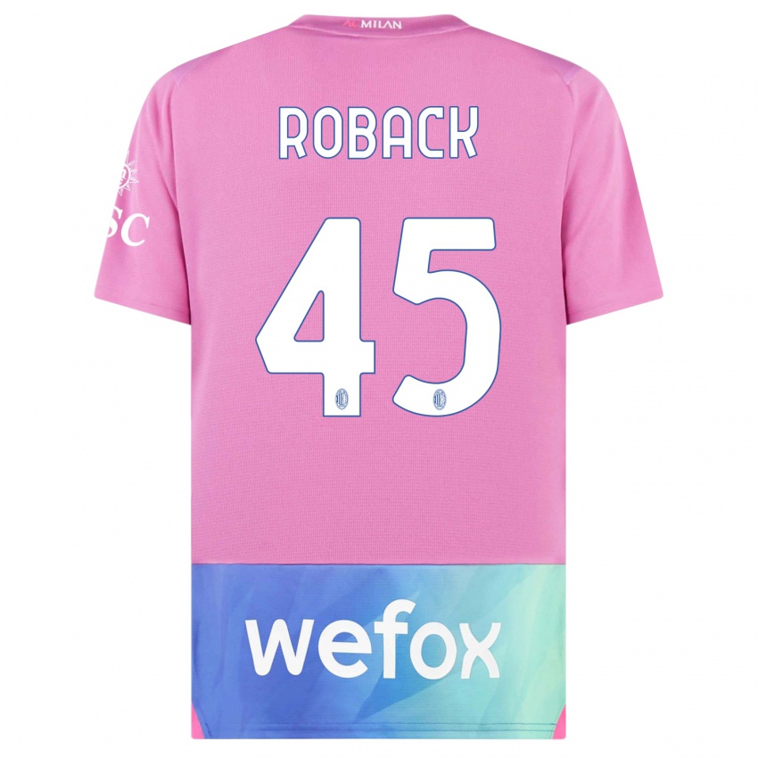 Hombre Camiseta Emil Roback #45 Rosado Morado Equipación Tercera 2023/24 La Camisa Perú