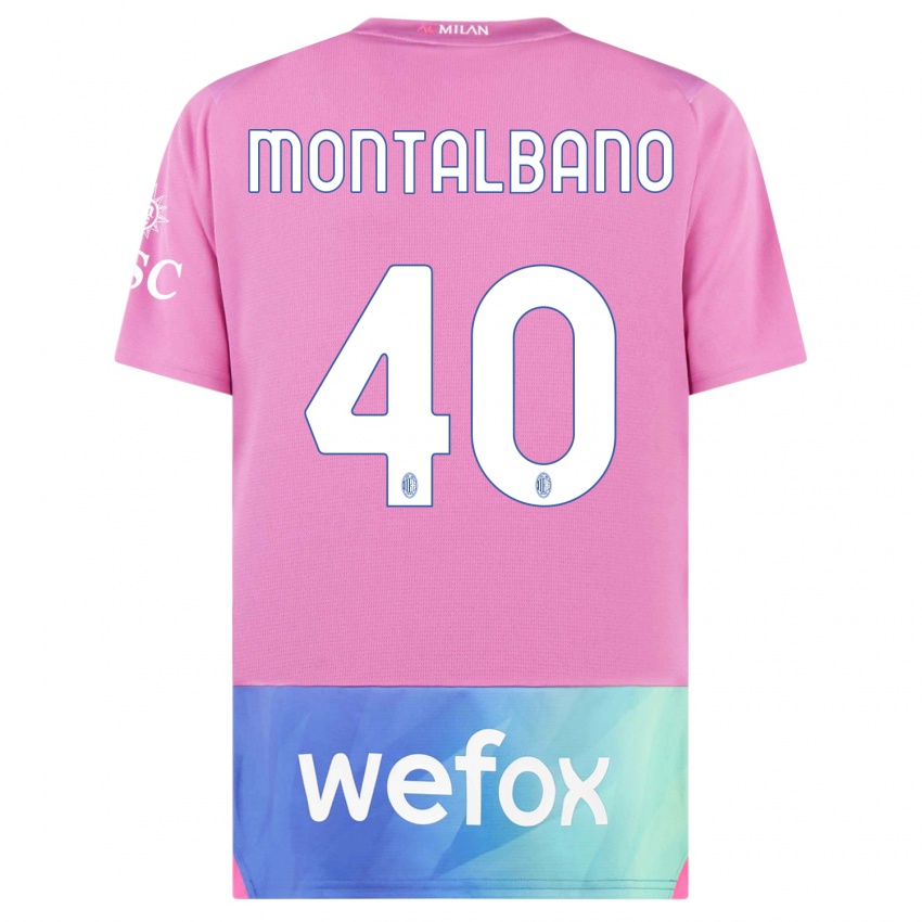 Hombre Camiseta Nicolo Montalbano #40 Rosado Morado Equipación Tercera 2023/24 La Camisa Perú