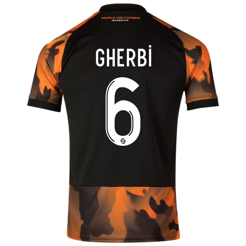 Hombre Camiseta Candice Gherbi #6 Negro Naranja Equipación Tercera 2023/24 La Camisa Perú