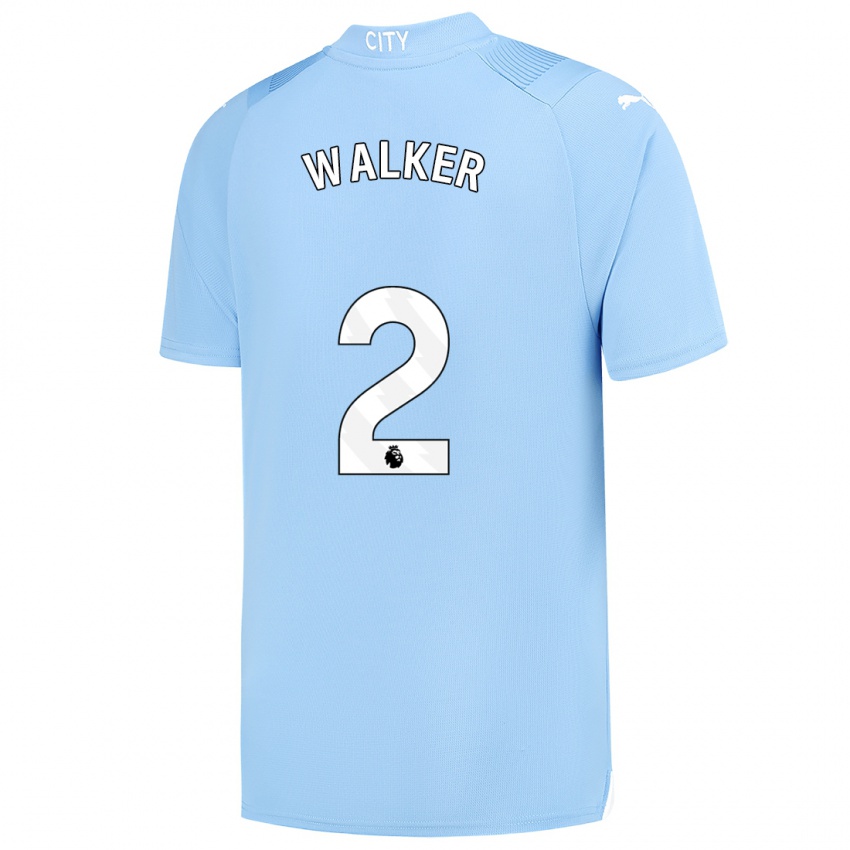 Mujer Camiseta Kyle Walker #2 Azul Claro 1ª Equipación 2023/24 La Camisa Perú