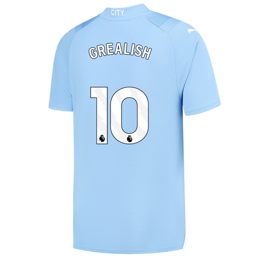 Mujer Camiseta Jack Grealish #10 Azul Claro 1ª Equipación 2023/24 La Camisa Perú