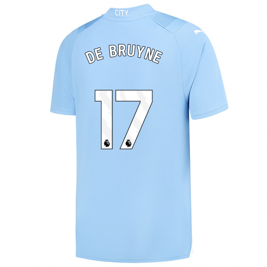 Mujer Camiseta Kevin De Bruyne #17 Azul Claro 1ª Equipación 2023/24 La Camisa Perú