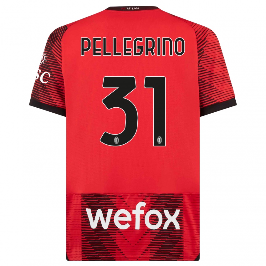 Mujer Camiseta Marco Pellegrino #31 Negro Rojo 1ª Equipación 2023/24 La Camisa Perú