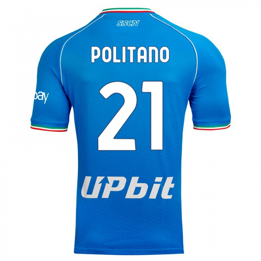 Mujer Camiseta Matteo Politano #21 Cielo Azul 1ª Equipación 2023/24 La Camisa Perú