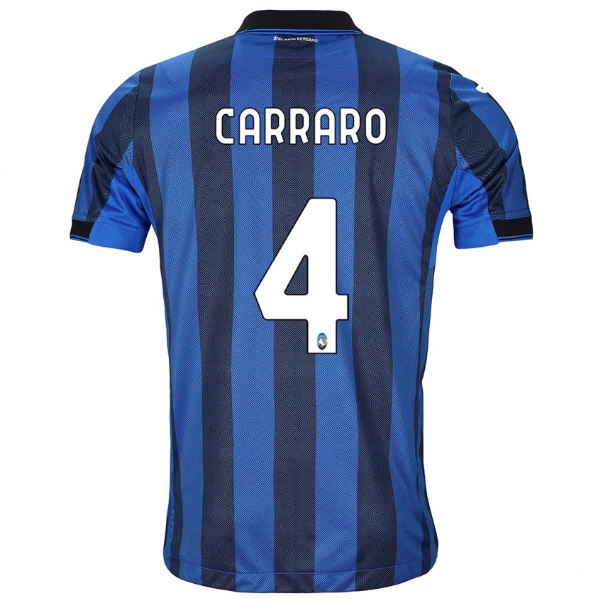 Mujer Camiseta Marco Carraro #4 Azul Negro 1ª Equipación 2023/24 La Camisa Perú