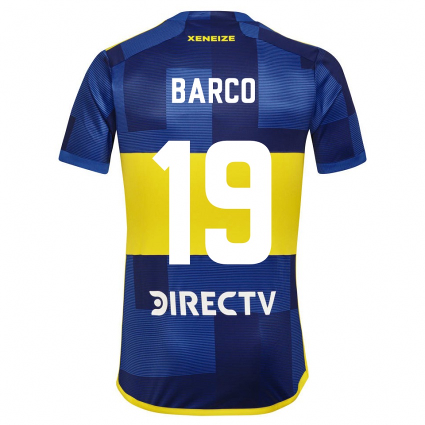 Mujer Camiseta Valentin Barco #19 Azul Oscuro Amarillo 1ª Equipación 2023/24 La Camisa Perú