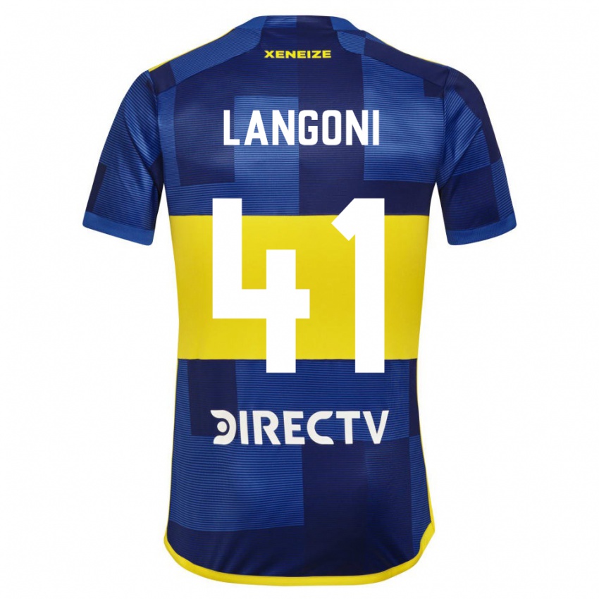 Mujer Camiseta Luca Langoni #41 Azul Oscuro Amarillo 1ª Equipación 2023/24 La Camisa Perú