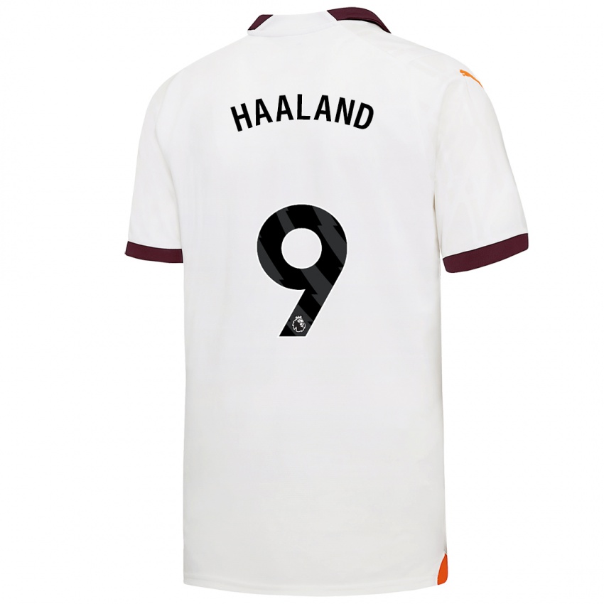 Mujer Camiseta Erling Haaland #9 Blanco 2ª Equipación 2023/24 La Camisa Perú