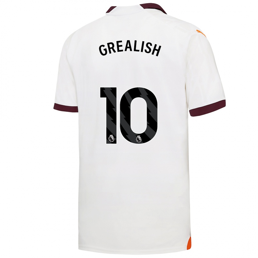 Mujer Camiseta Jack Grealish #10 Blanco 2ª Equipación 2023/24 La Camisa Perú