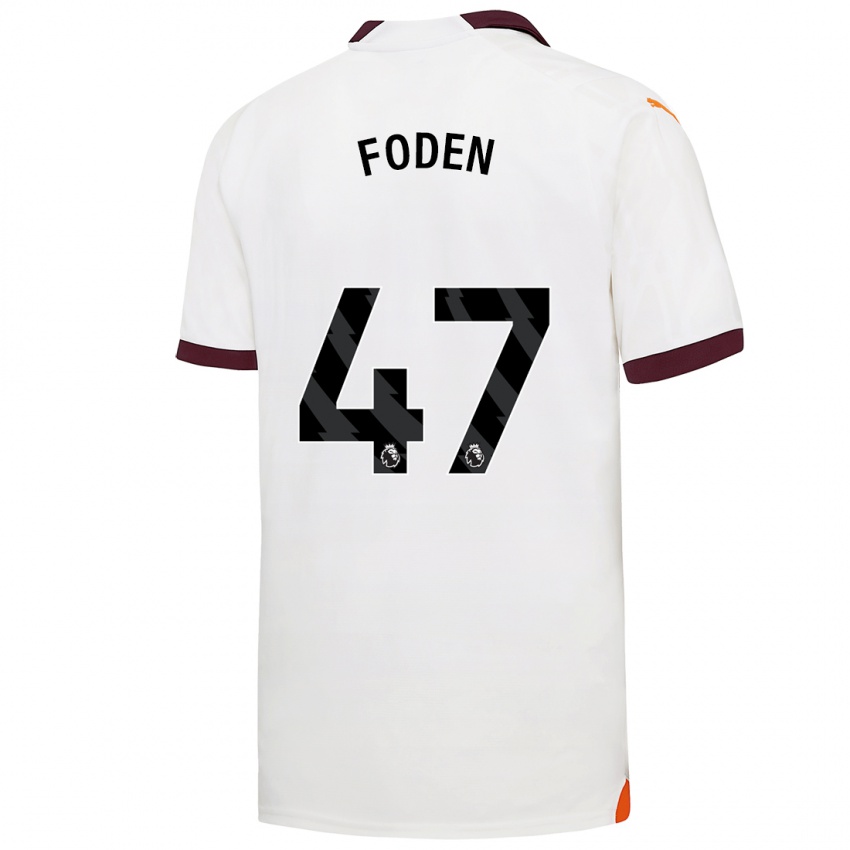 Mujer Camiseta Phil Foden #47 Blanco 2ª Equipación 2023/24 La Camisa Perú