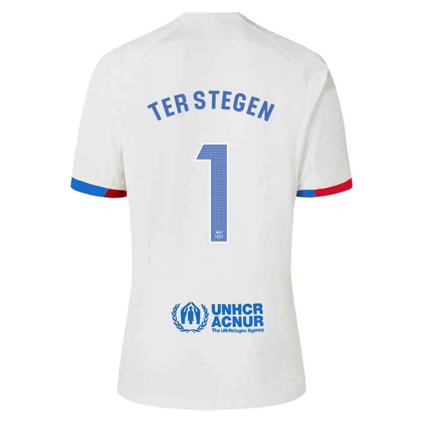 Mujer Camiseta Marc-Andre Ter Stegen #1 Blanco 2ª Equipación 2023/24 La Camisa Perú