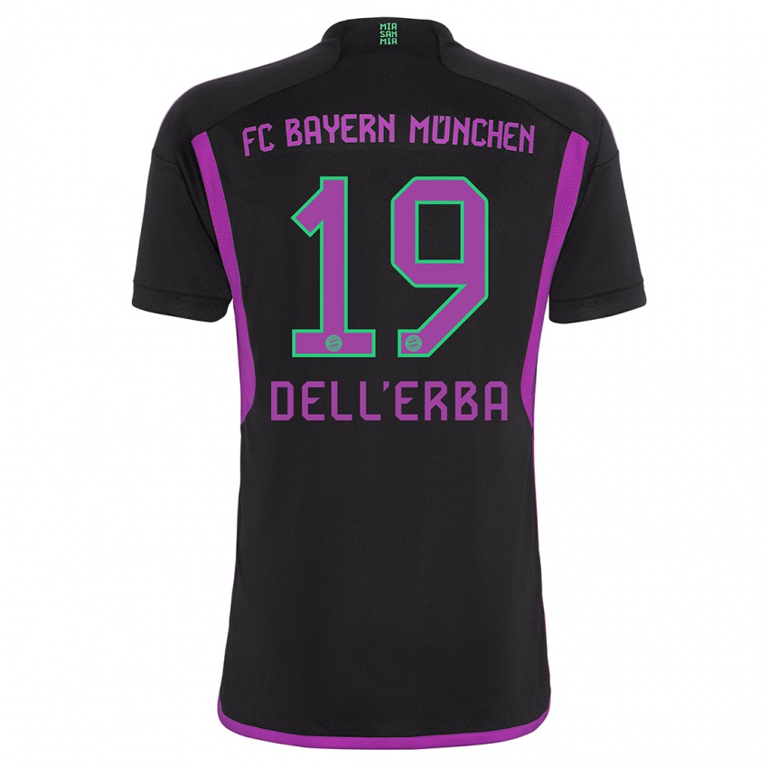 Mujer Camiseta Davide Dell'erba #19 Negro 2ª Equipación 2023/24 La Camisa Perú