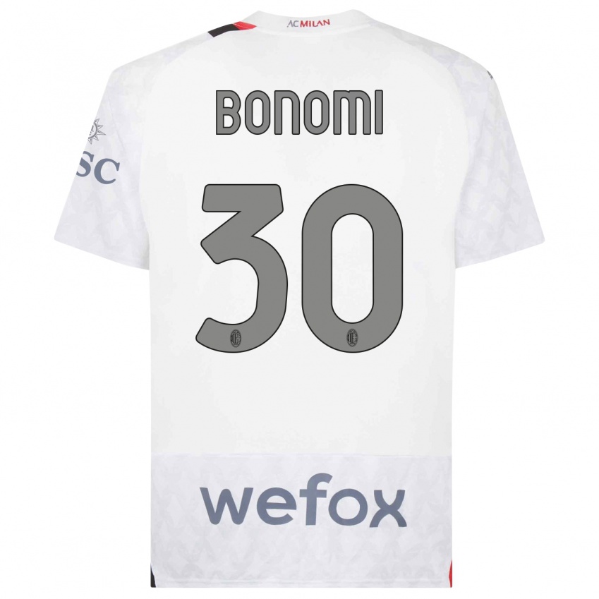 Mujer Camiseta Alessandro Bonomi #30 Blanco 2ª Equipación 2023/24 La Camisa Perú