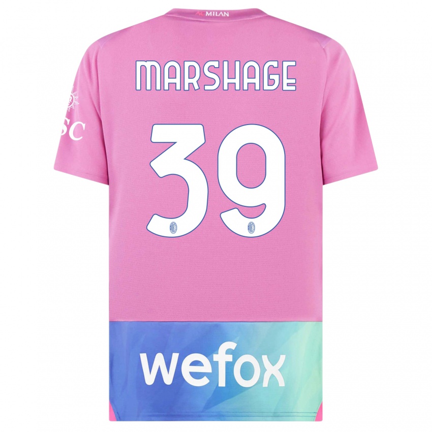 Mujer Camiseta Wilgot Marshage #39 Rosado Morado Equipación Tercera 2023/24 La Camisa Perú