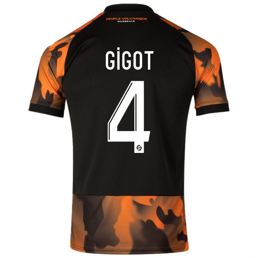 Mujer Camiseta Samuel Gigot #4 Negro Naranja Equipación Tercera 2023/24 La Camisa Perú