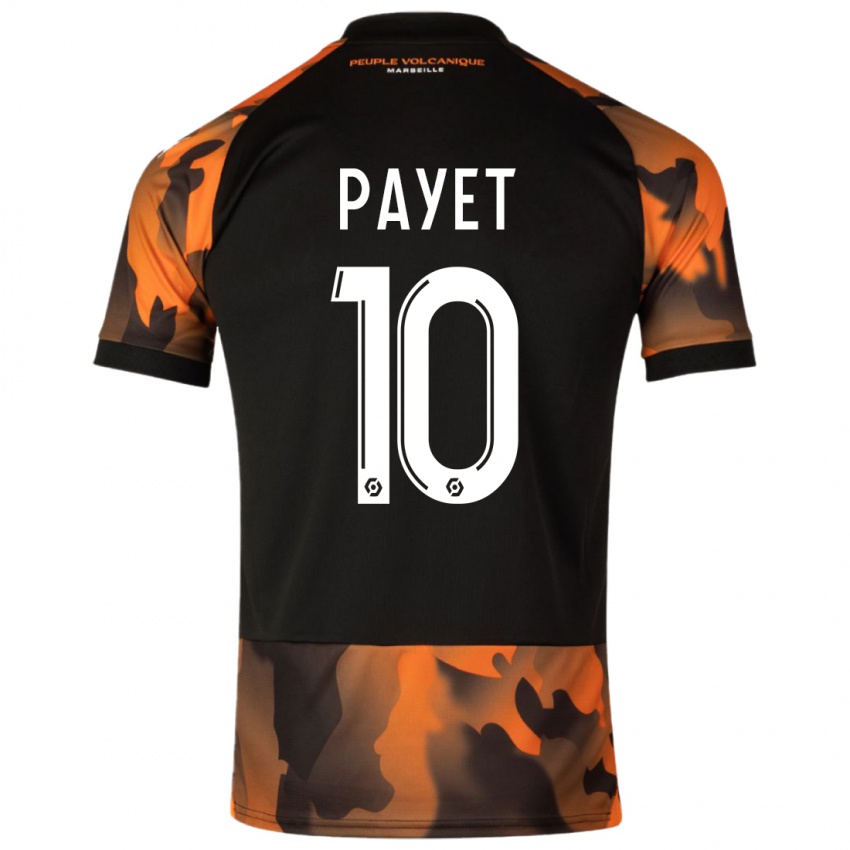 Mujer Camiseta Dimitri Payet #10 Negro Naranja Equipación Tercera 2023/24 La Camisa Perú