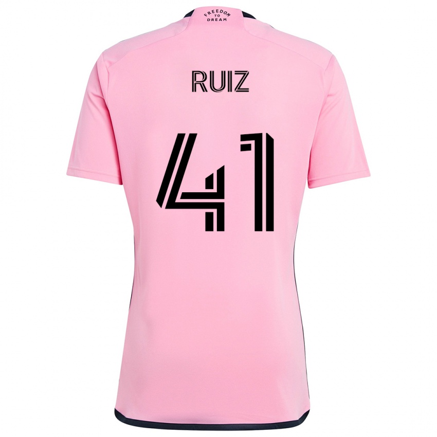 Niño Camiseta David Ruíz #41 Rosa 1ª Equipación 2024/25 La Camisa Perú