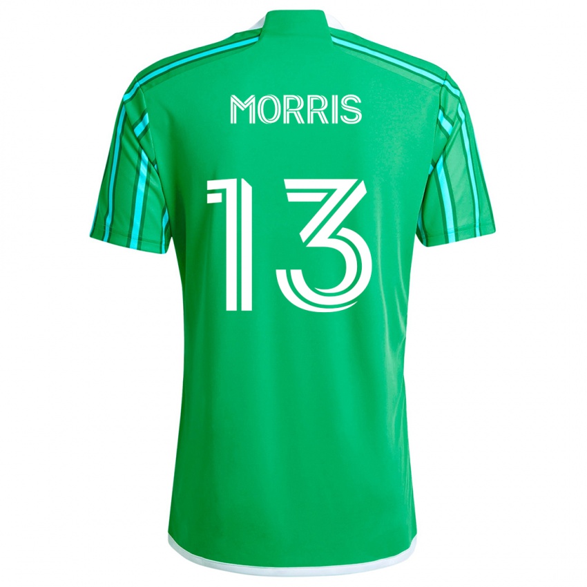 Niño Camiseta Jordan Morris #13 Verde Blanco 1ª Equipación 2024/25 La Camisa Perú