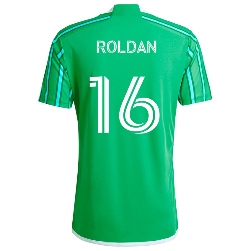 Niño Camiseta Álex Roldán #16 Verde Blanco 1ª Equipación 2024/25 La Camisa Perú