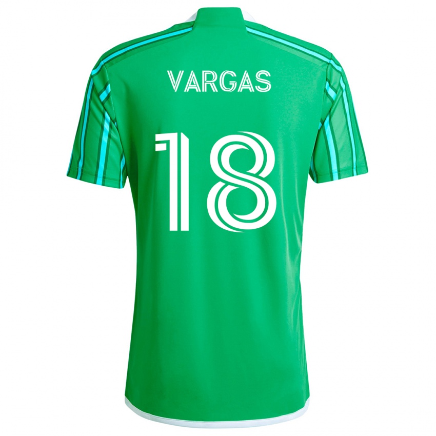 Niño Camiseta Obed Vargas #18 Verde Blanco 1ª Equipación 2024/25 La Camisa Perú