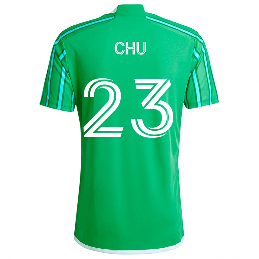 Niño Camiseta Léo Chú #23 Verde Blanco 1ª Equipación 2024/25 La Camisa Perú