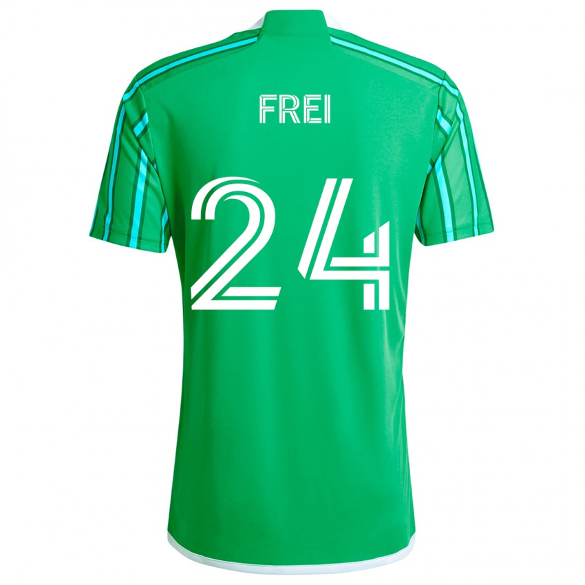 Niño Camiseta Stefan Frei #24 Verde Blanco 1ª Equipación 2024/25 La Camisa Perú