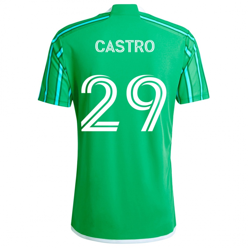 Niño Camiseta Jacob Castro #29 Verde Blanco 1ª Equipación 2024/25 La Camisa Perú