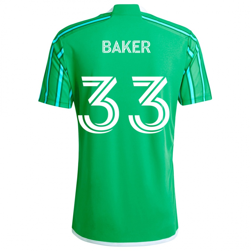 Niño Camiseta Cody Baker #33 Verde Blanco 1ª Equipación 2024/25 La Camisa Perú