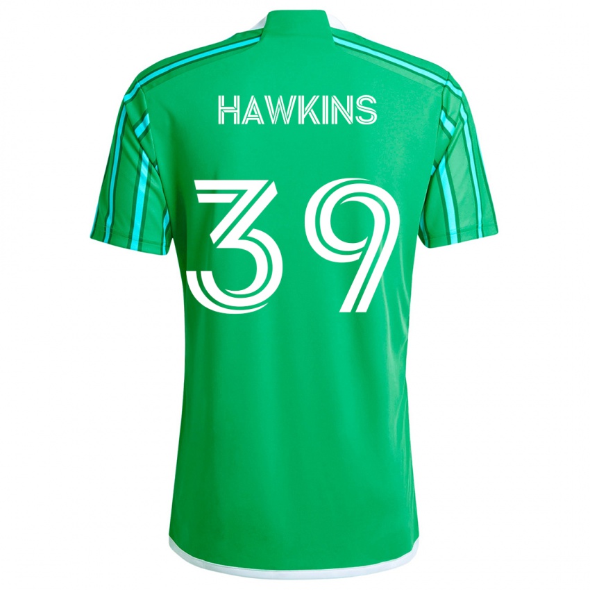 Niño Camiseta Stuart Hawkins #39 Verde Blanco 1ª Equipación 2024/25 La Camisa Perú