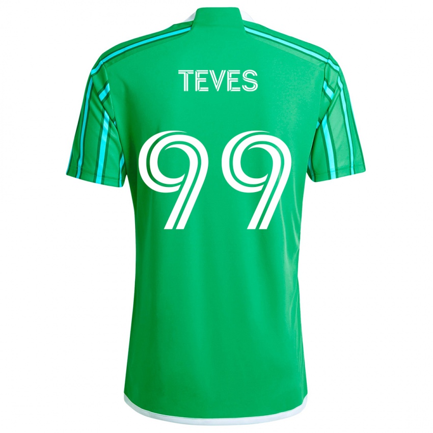 Niño Camiseta Dylan Teves #99 Verde Blanco 1ª Equipación 2024/25 La Camisa Perú