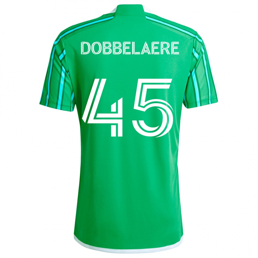 Niño Camiseta Ethan Dobbelaere #45 Verde Blanco 1ª Equipación 2024/25 La Camisa Perú