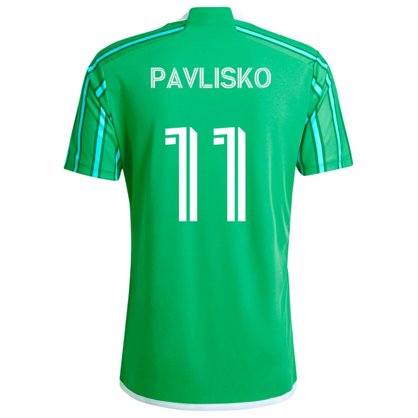 Niño Camiseta Kirsten Pavlisko #11 Verde Blanco 1ª Equipación 2024/25 La Camisa Perú