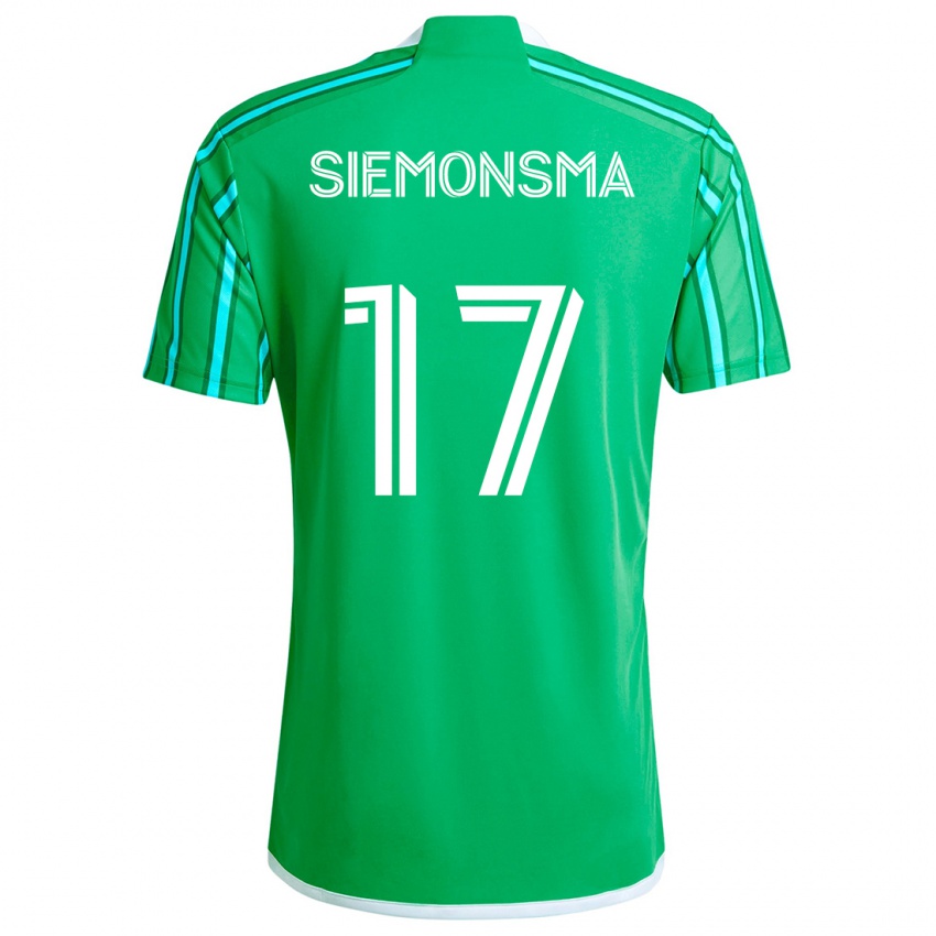 Niño Camiseta Sianna Siemonsma #17 Verde Blanco 1ª Equipación 2024/25 La Camisa Perú