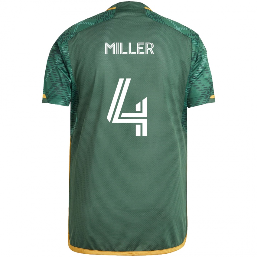 Niño Camiseta Kamal Miller #4 Verde Naranja 1ª Equipación 2024/25 La Camisa Perú