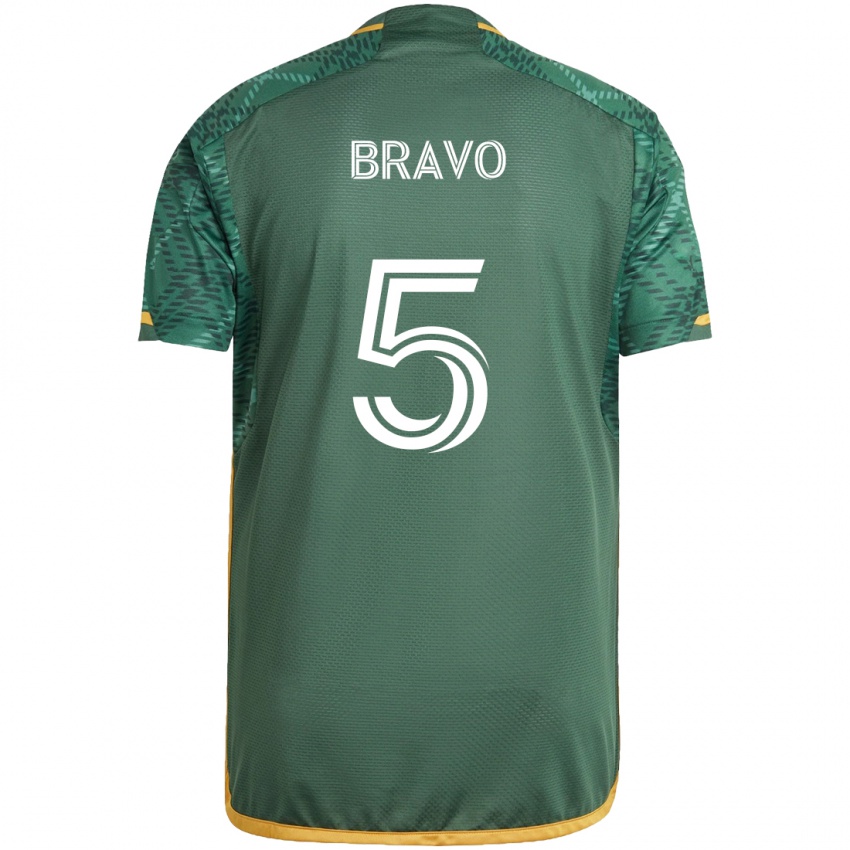 Niño Camiseta Claudio Bravo #5 Verde Naranja 1ª Equipación 2024/25 La Camisa Perú